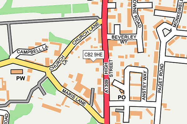 CB2 9HE map - OS OpenMap – Local (Ordnance Survey)