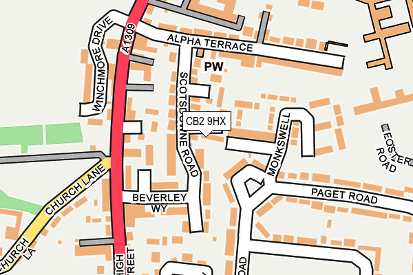 CB2 9HX map - OS OpenMap – Local (Ordnance Survey)