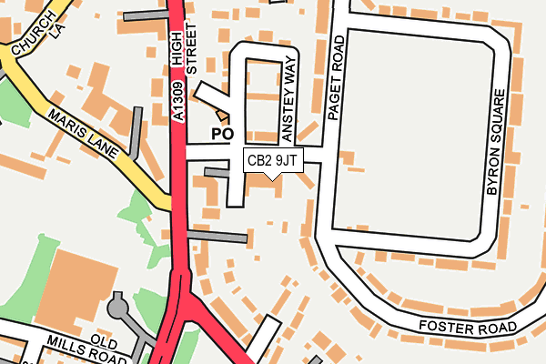 CB2 9JT map - OS OpenMap – Local (Ordnance Survey)