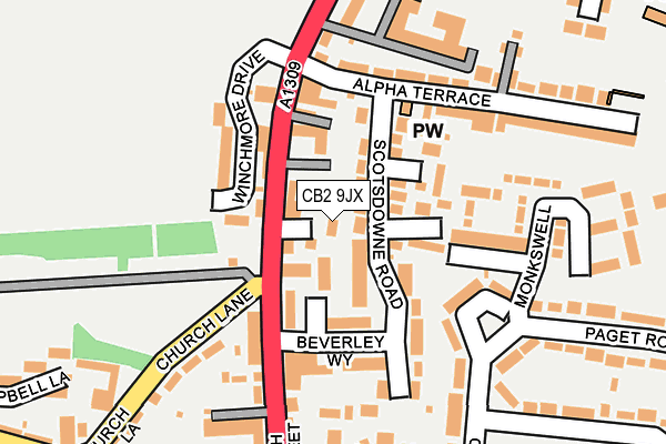 CB2 9JX map - OS OpenMap – Local (Ordnance Survey)