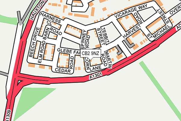 CB2 9NZ map - OS OpenMap – Local (Ordnance Survey)