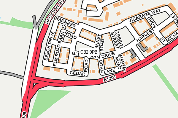 CB2 9PB map - OS OpenMap – Local (Ordnance Survey)