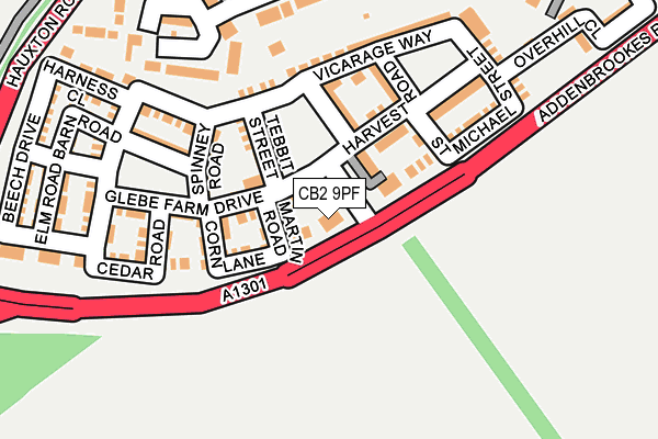 CB2 9PF map - OS OpenMap – Local (Ordnance Survey)