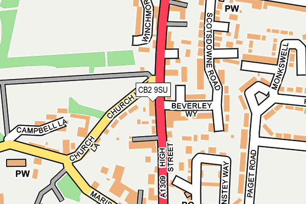 CB2 9SU map - OS OpenMap – Local (Ordnance Survey)