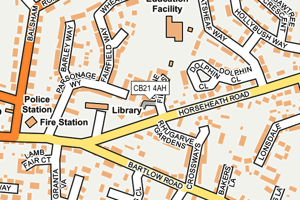 CB21 4AH map - OS OpenMap – Local (Ordnance Survey)