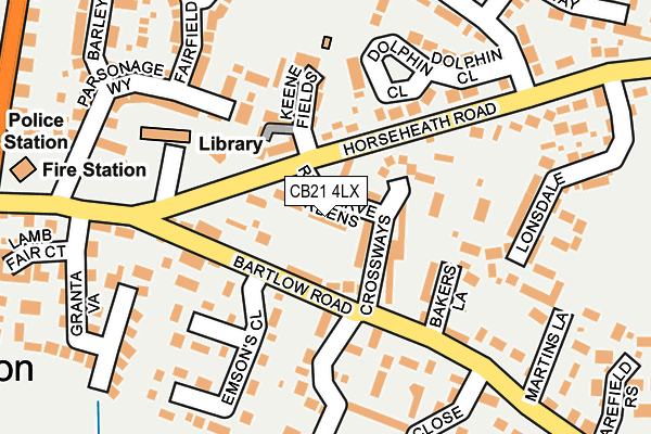 CB21 4LX map - OS OpenMap – Local (Ordnance Survey)