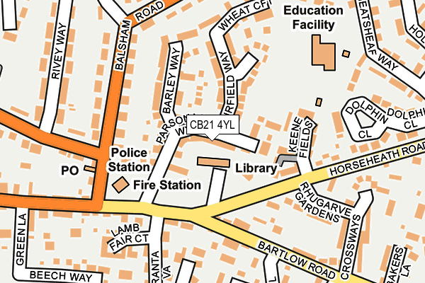 CB21 4YL map - OS OpenMap – Local (Ordnance Survey)