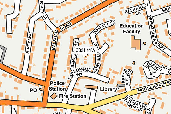 CB21 4YW map - OS OpenMap – Local (Ordnance Survey)