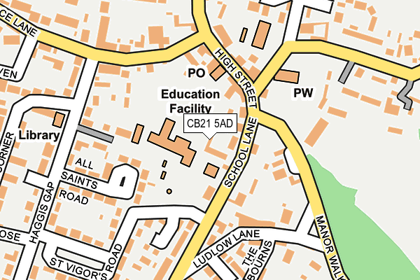 CB21 5AD map - OS OpenMap – Local (Ordnance Survey)