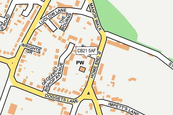 CB21 5AF map - OS OpenMap – Local (Ordnance Survey)