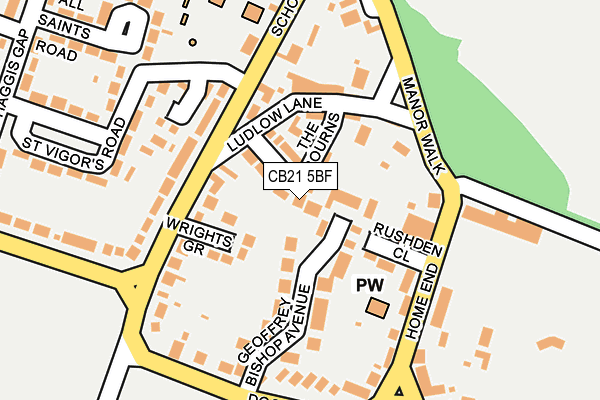 CB21 5BF map - OS OpenMap – Local (Ordnance Survey)