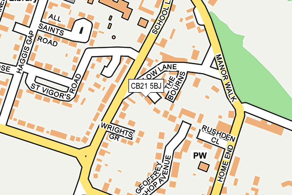 CB21 5BJ map - OS OpenMap – Local (Ordnance Survey)