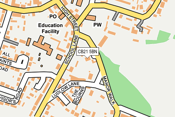 CB21 5BN map - OS OpenMap – Local (Ordnance Survey)