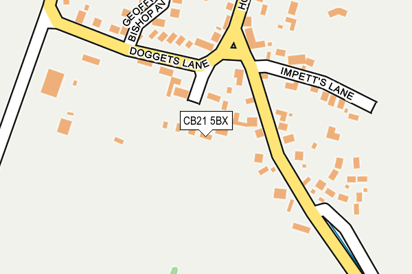 CB21 5BX map - OS OpenMap – Local (Ordnance Survey)