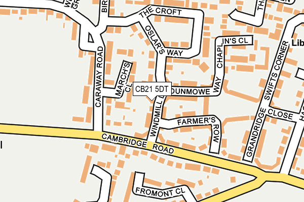 CB21 5DT map - OS OpenMap – Local (Ordnance Survey)
