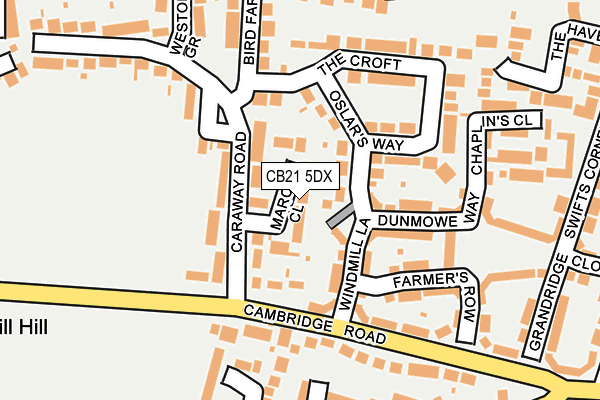 CB21 5DX map - OS OpenMap – Local (Ordnance Survey)
