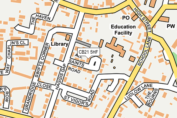 CB21 5HF map - OS OpenMap – Local (Ordnance Survey)