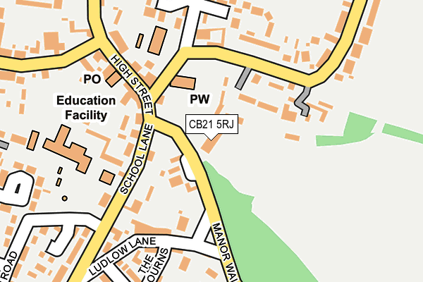 CB21 5RJ map - OS OpenMap – Local (Ordnance Survey)