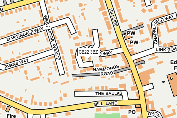 CB22 3BZ map - OS OpenMap – Local (Ordnance Survey)