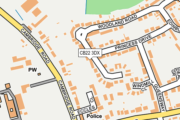 CB22 3DX map - OS OpenMap – Local (Ordnance Survey)