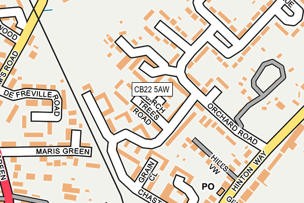 CB22 5AW map - OS OpenMap – Local (Ordnance Survey)