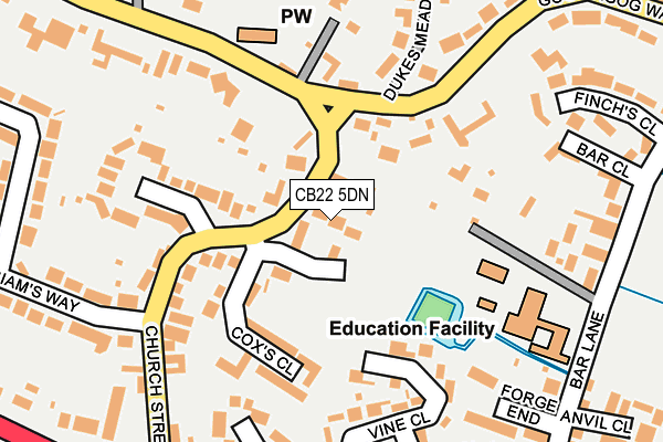 CB22 5DN map - OS OpenMap – Local (Ordnance Survey)