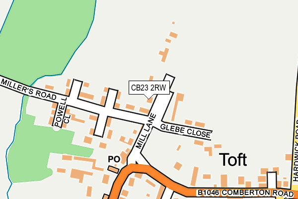 CB23 2RW map - OS OpenMap – Local (Ordnance Survey)