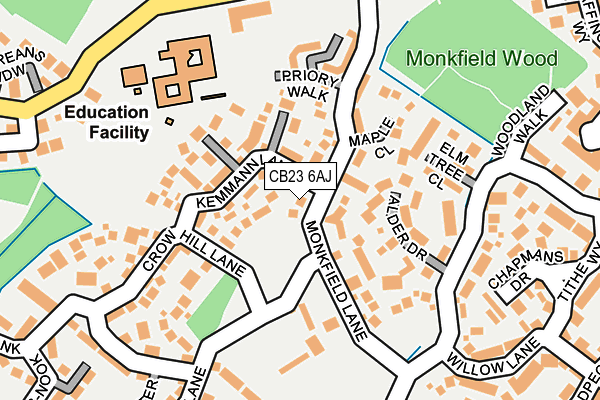 CB23 6AJ map - OS OpenMap – Local (Ordnance Survey)