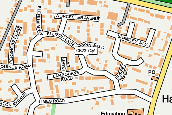 CB23 7QA map - OS OpenMap – Local (Ordnance Survey)