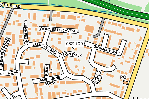 CB23 7QD map - OS OpenMap – Local (Ordnance Survey)