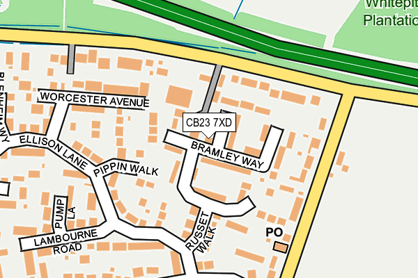 CB23 7XD map - OS OpenMap – Local (Ordnance Survey)