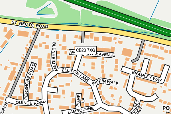 CB23 7XG map - OS OpenMap – Local (Ordnance Survey)