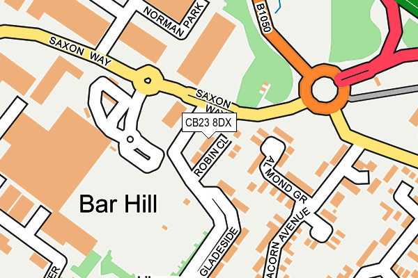 CB23 8DX map - OS OpenMap – Local (Ordnance Survey)