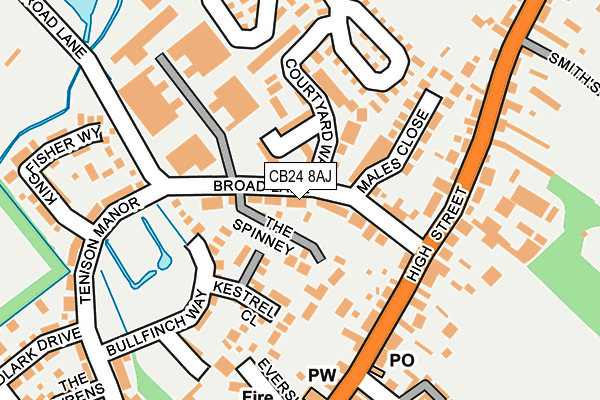 CB24 8AJ map - OS OpenMap – Local (Ordnance Survey)