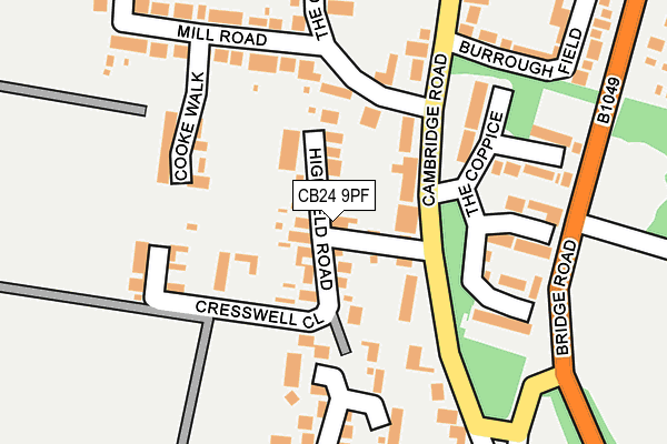 CB24 9PF map - OS OpenMap – Local (Ordnance Survey)