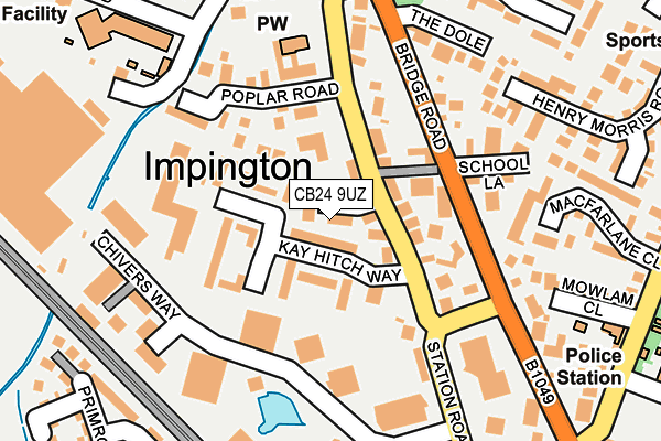 CB24 9UZ map - OS OpenMap – Local (Ordnance Survey)