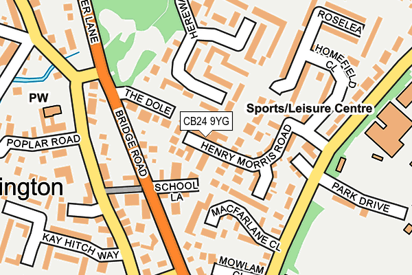 CB24 9YG map - OS OpenMap – Local (Ordnance Survey)