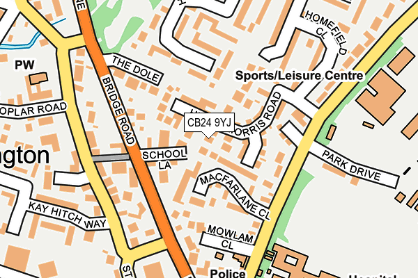 CB24 9YJ map - OS OpenMap – Local (Ordnance Survey)