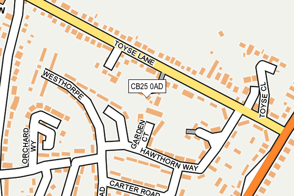 CB25 0AD map - OS OpenMap – Local (Ordnance Survey)