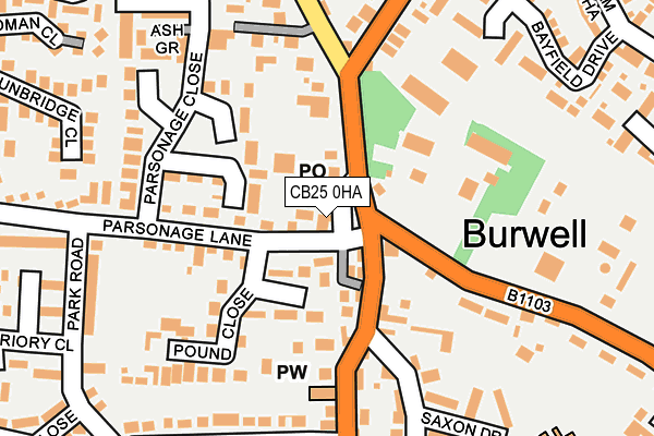 CB25 0HA map - OS OpenMap – Local (Ordnance Survey)