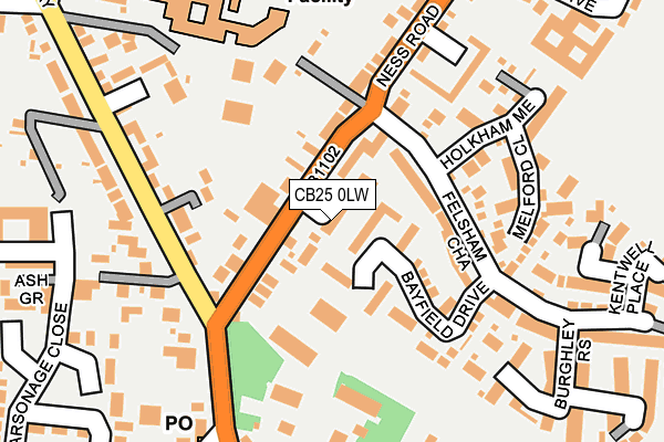 CB25 0LW map - OS OpenMap – Local (Ordnance Survey)