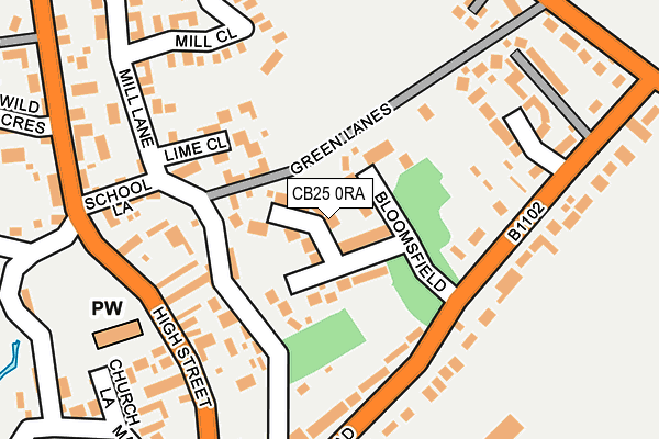 CB25 0RA map - OS OpenMap – Local (Ordnance Survey)