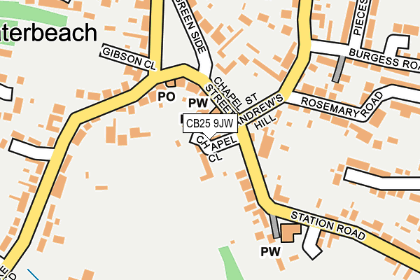 CB25 9JW map - OS OpenMap – Local (Ordnance Survey)