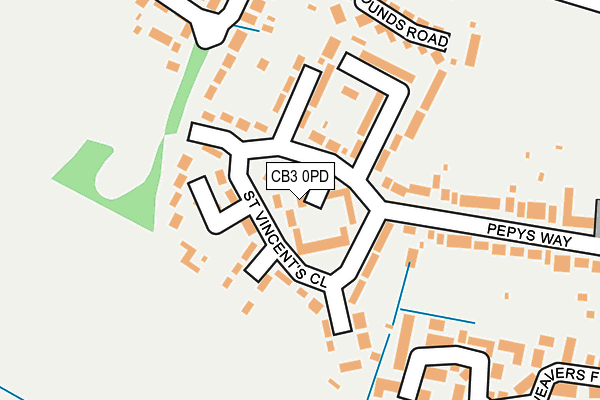 CB3 0PD map - OS OpenMap – Local (Ordnance Survey)
