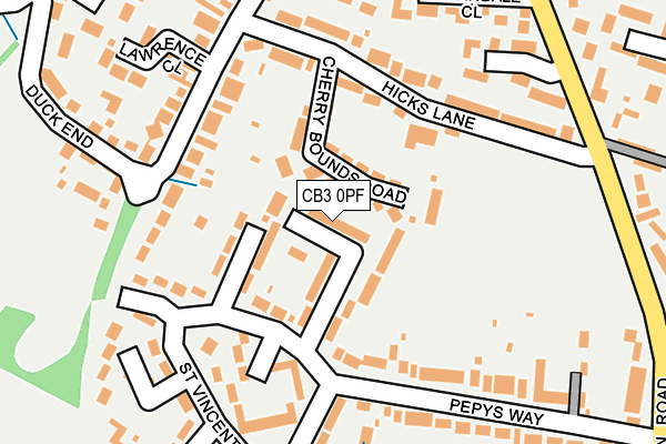 CB3 0PF map - OS OpenMap – Local (Ordnance Survey)