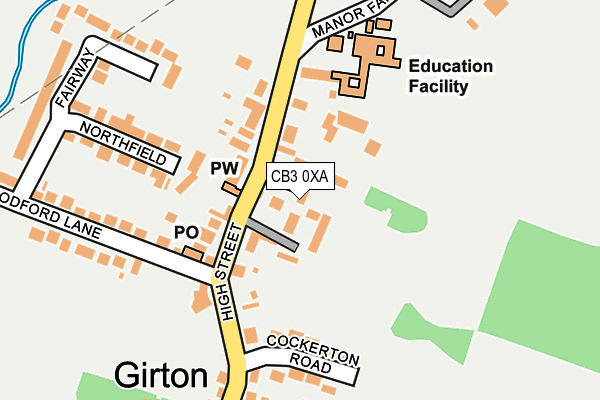 CB3 0XA map - OS OpenMap – Local (Ordnance Survey)