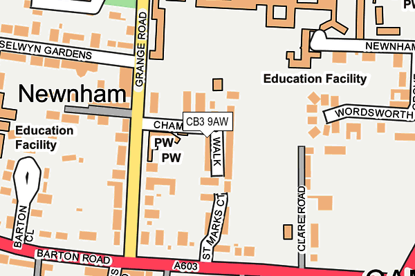 CB3 9AW map - OS OpenMap – Local (Ordnance Survey)