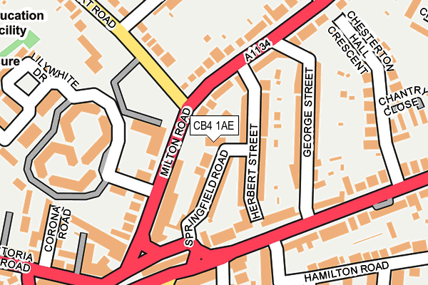 CB4 1AE map - OS OpenMap – Local (Ordnance Survey)