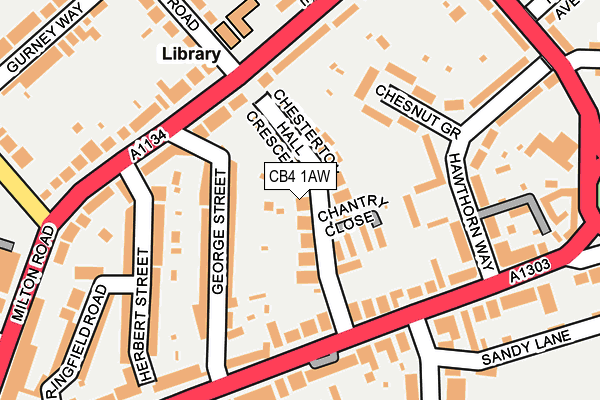 CB4 1AW map - OS OpenMap – Local (Ordnance Survey)