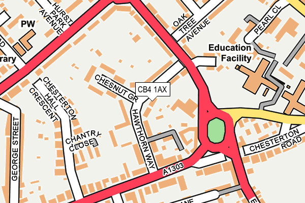 CB4 1AX map - OS OpenMap – Local (Ordnance Survey)